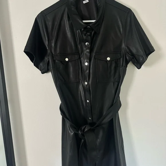 LoveTree Black Faux Leather Mini Dress - Picture 8 of 8